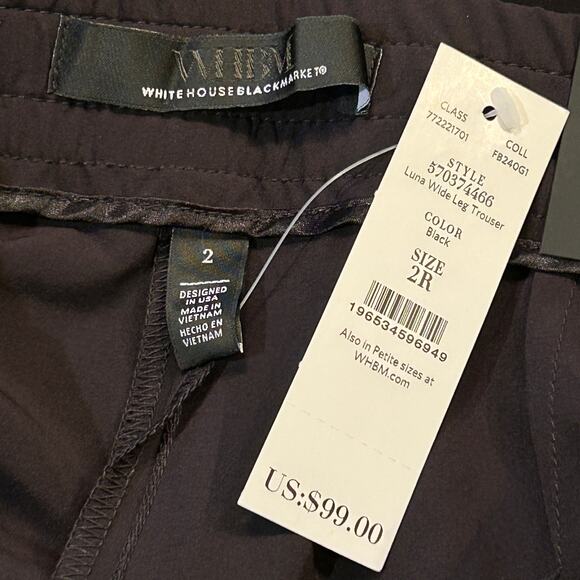 White House Black Market Trousers “Luna” Wide Leg lightweight Size 2 NWT - Picture 6 of 8